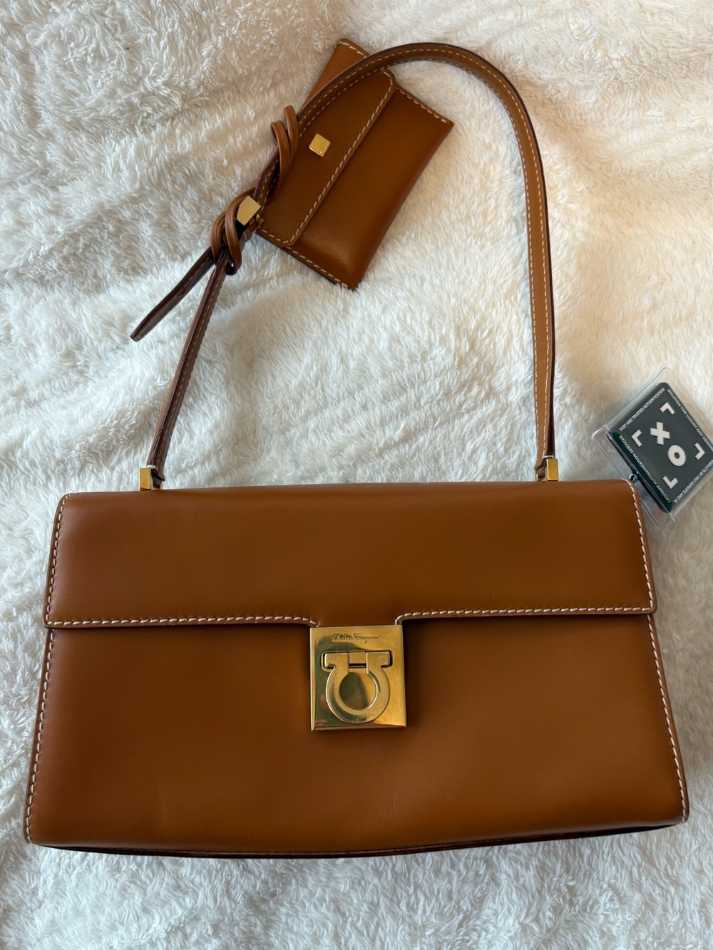 Salvatore Ferragamo Classic Brown Leather Shoulder Bag with Gold Hardware